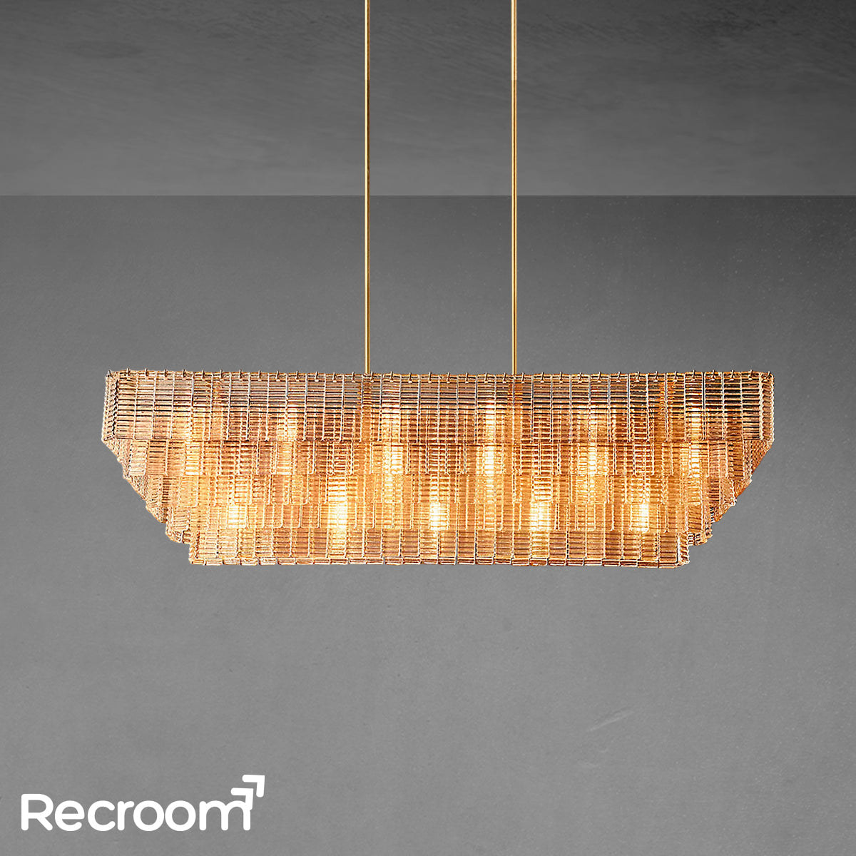 Sirena Clear Glass Rectangular Chandelier 77" - Zonesus