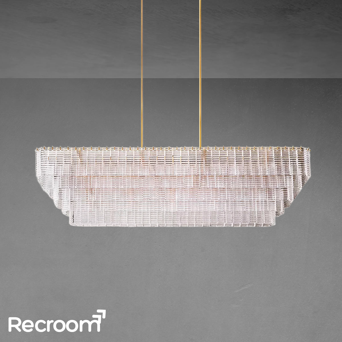 Sirena Clear Glass Rectangular Chandelier 77" - Zonesus