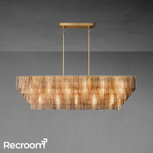 Sirena Clear Glass Rectangular Chandelier 77" - Zonesus