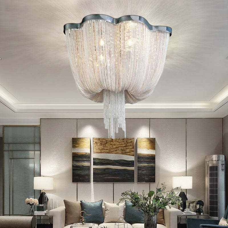 Tassel Ceiling Light Post-Modern Chandelier Aluminum Chain Light - Zonesus