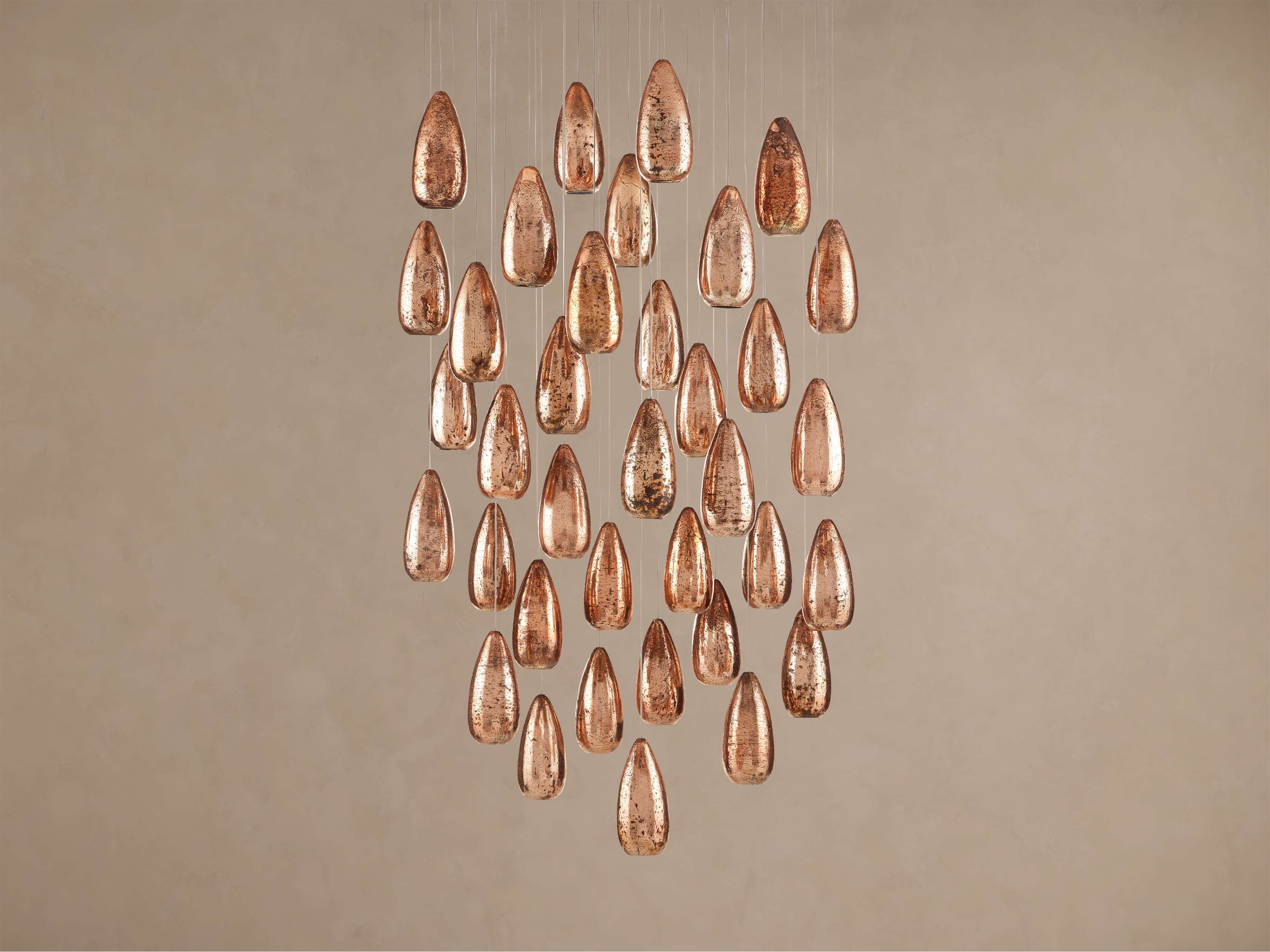 Edda Cascade Teardrop Mercury Glass Round Chandelier 23'' 35''D - Zonesus
