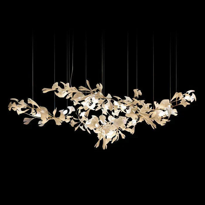 Modern Creative Ginkgo Ceramic Linear Chandelier - Zonesus
