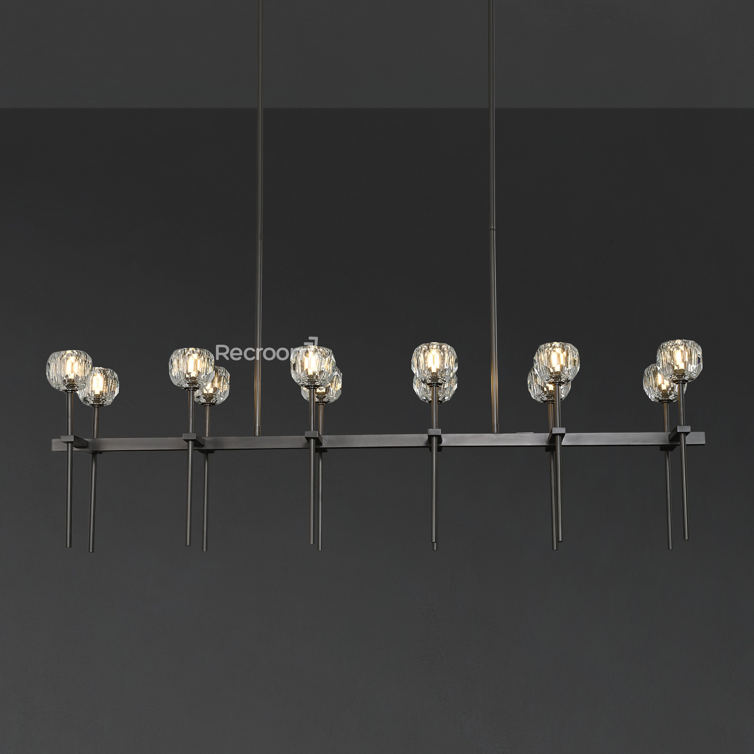 Boulew Crystal Glass Double Linear Chandelier 60" - Zonesus