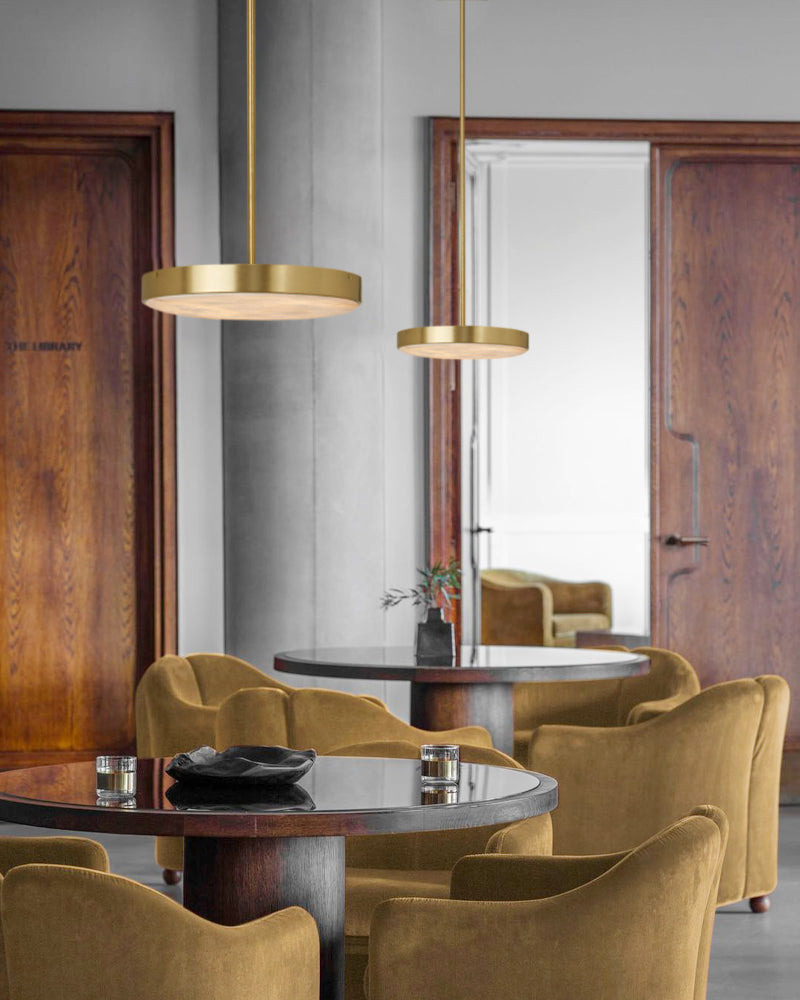 Modular Natural Alabaster Anvers Suspension Lamp with Satin Brass & Antique Bronze