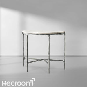Thaddeo Marble Demilune Console Table - Zonesus