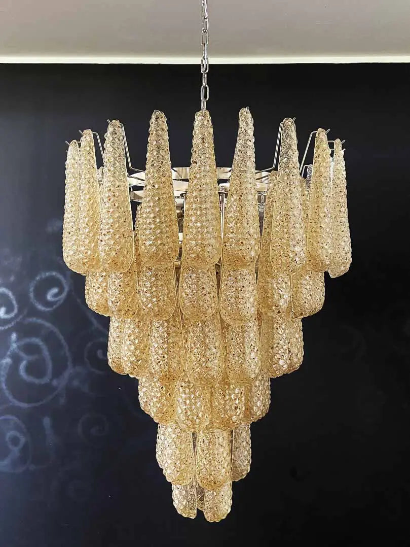 Murano Chandelier – Drop – 75 glasses – Amber - Zonesus