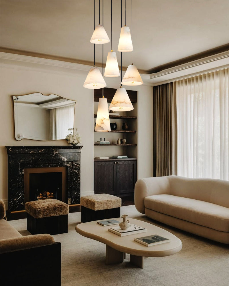 Modern White Alabaster Dome Pendant Light Fixtures in Cluster Decor for foyer entrance