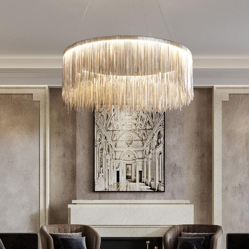 Alisa Luxury Round Chain Tassel Chandelier - Zonesus