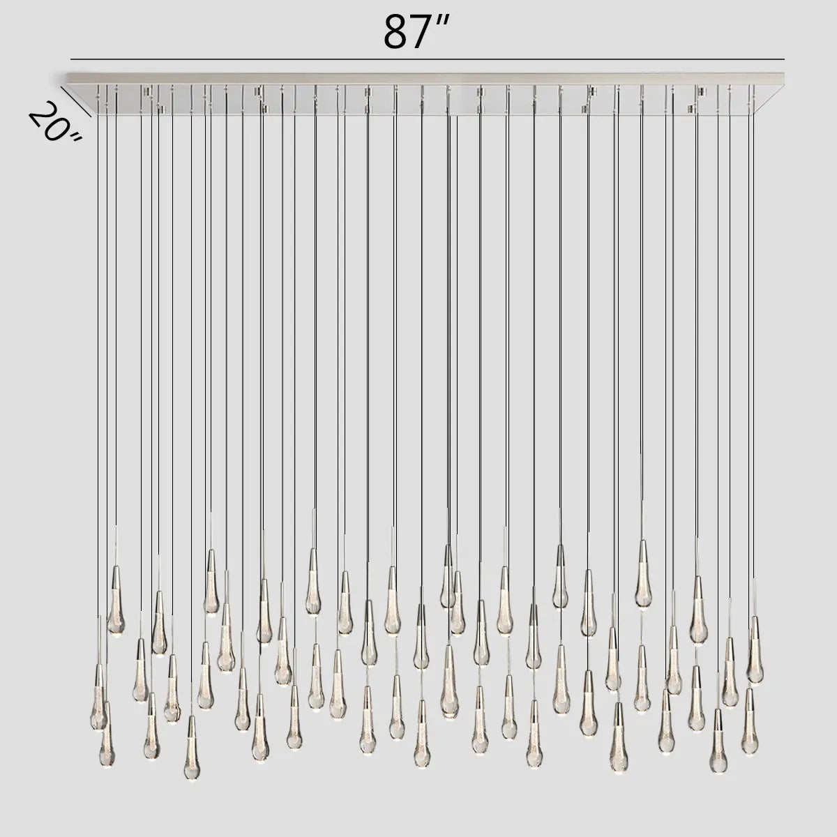 Solitaire Crystal Linear Chandelier 37" 50" 60'' 70" 87" 120''W - Zonesus