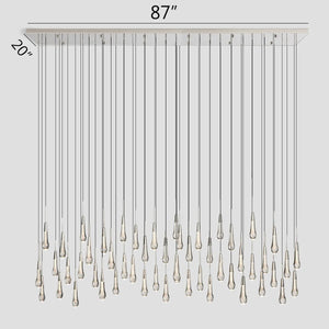 Solitaire Crystal Linear Chandelier 37" 50" 60'' 70" 87" 120''W - Zonesus