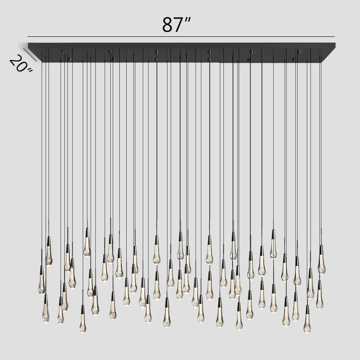 Solitaire Crystal Linear Chandelier 37" 50" 60'' 70" 87" 120''W - Zonesus