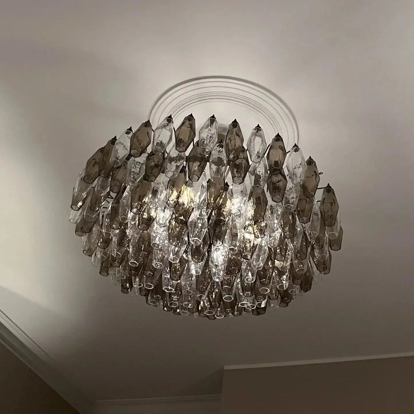 Murano Chandelier – Poliedri – 185 glass – Smoked/Transparent - Zonesus