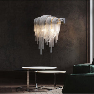 Alisa Luxury Plated Aluminum Chain Tassel Wall Sconce - Zonesus