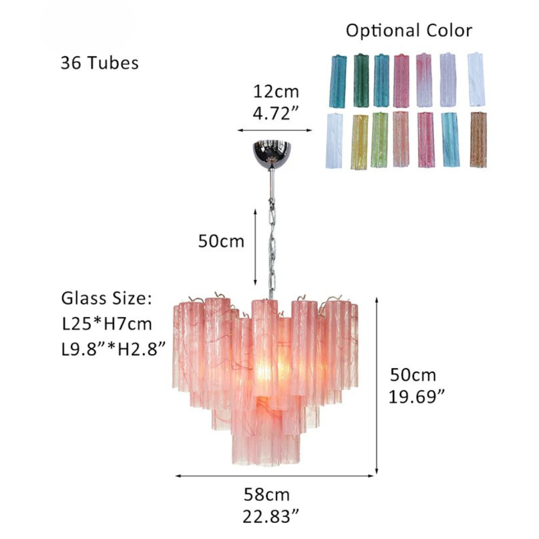 Murano Chandelier – 36 tubes – Alabaster Pink - Zonesus