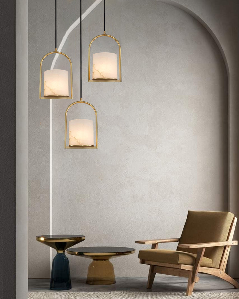 Cortland Cluster Alabaster Bronze Pendant Light Fixtures Wide 8" for Stairwell