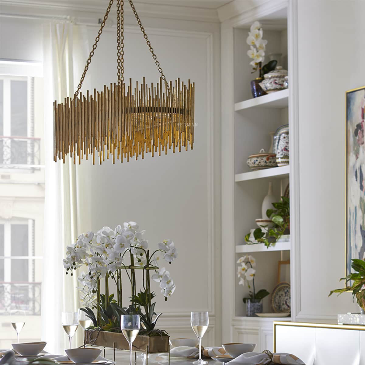 Althely 10 Lights Rectangle Pendant Chandelier - Zonesus