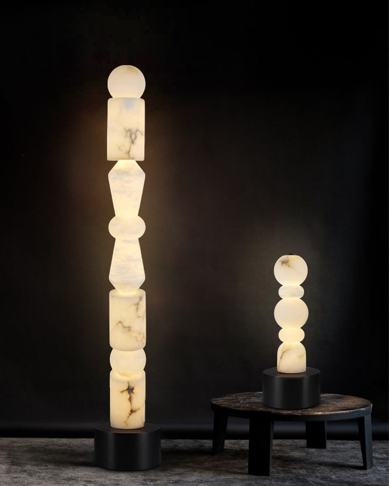 LED Standing long Floor Lamp 71" Height for bedroom | Octagonal Joint Alabaster Shade