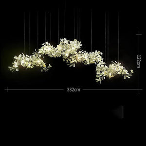 Modern Creative Ginkgo Ceramic Linear Chandelier - Zonesus