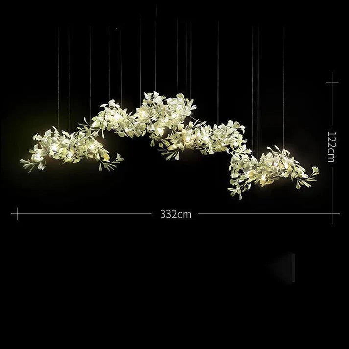 Modern Creative Ginkgo Ceramic Linear Chandelier - Zonesus