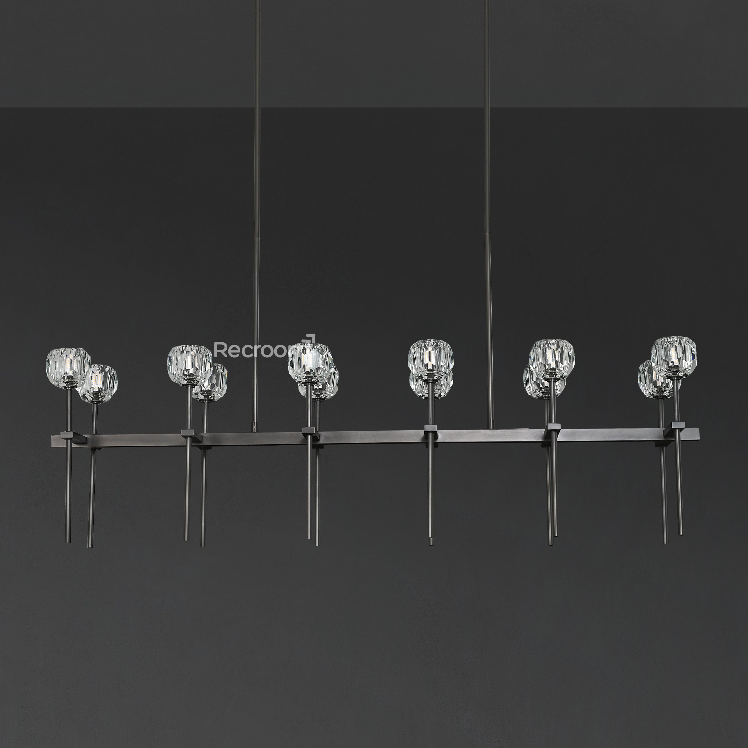 Boulew Crystal Glass Double Linear Chandelier 60" - Zonesus