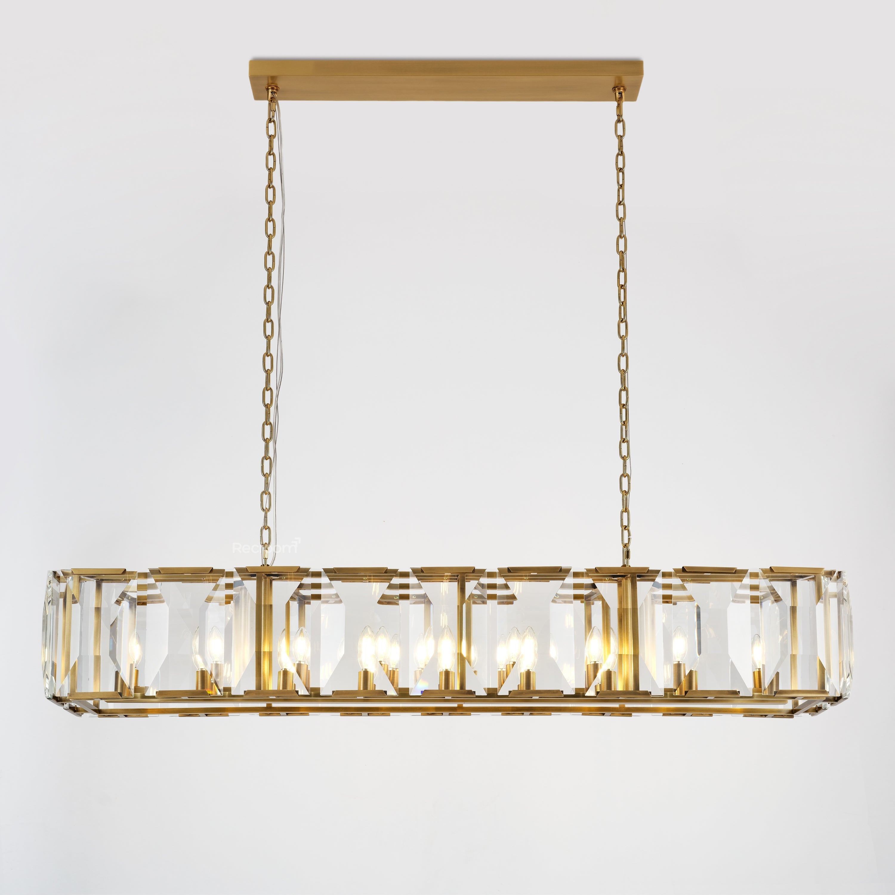 Harllow Multi Crystal Rectangular Chandelier 42“ 54” 62“ 74” - Zonesus