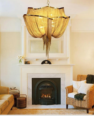 Alisa Luxury Double-Layer Aluminum Chain Tassel Chandelier - Zonesus