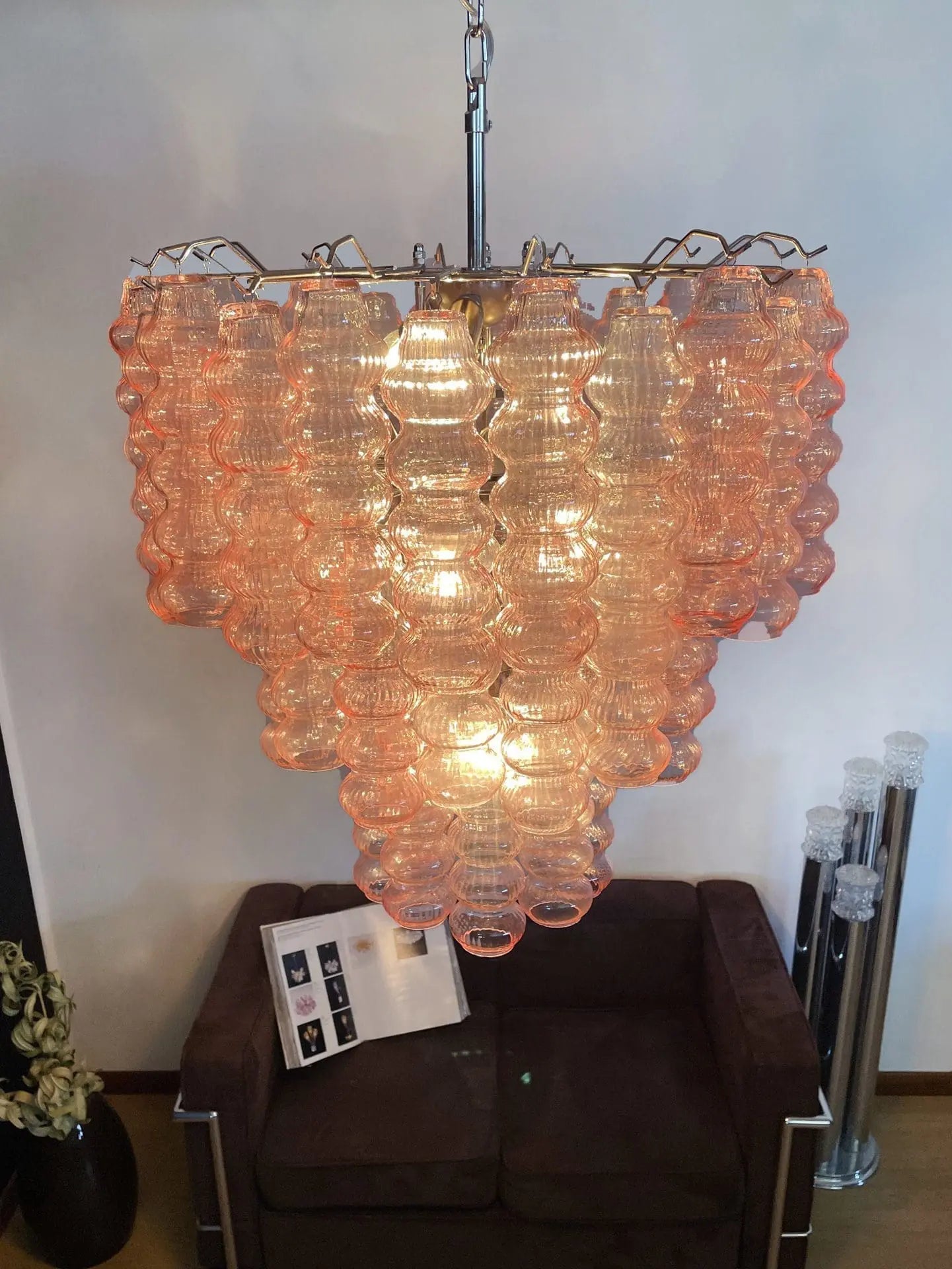 Murano Chandelier – Curva – Rosa – 48 tubes - Zonesus