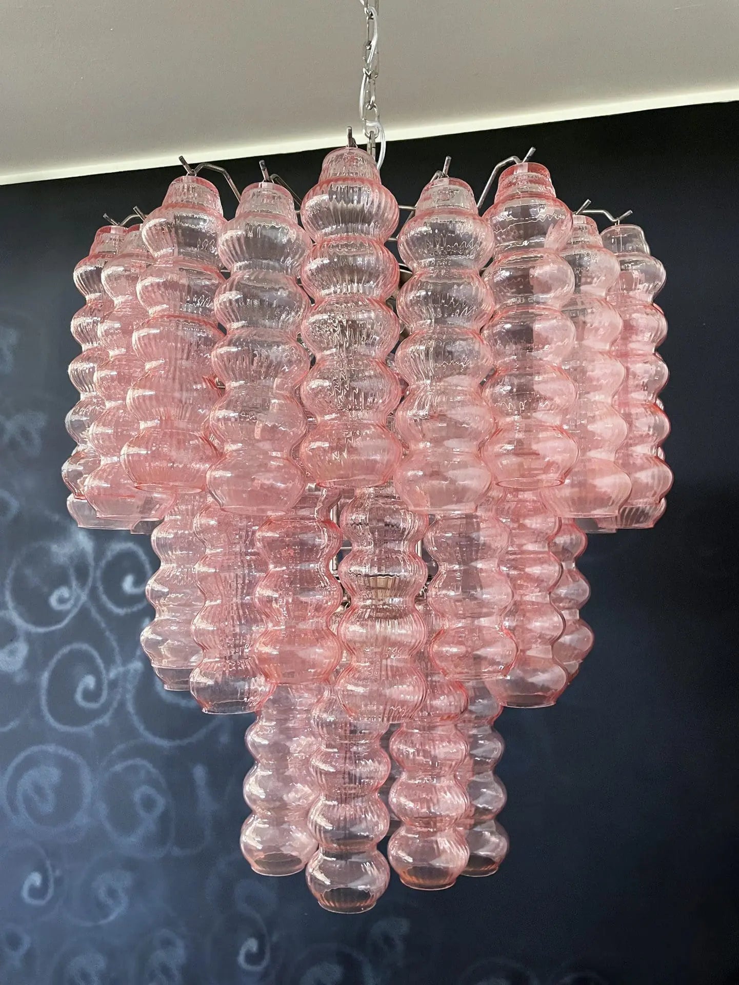 Murano Chandelier – Curva – Rosa – 48 tubes - Zonesus