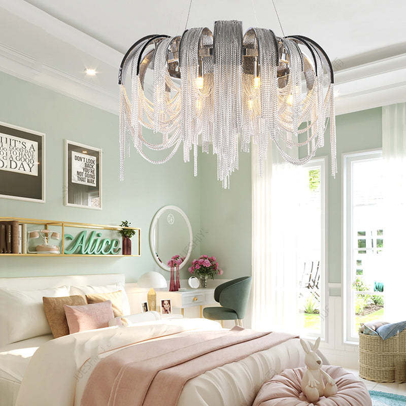 Alisa Luxury Aluminum Chain Tassel Chandelier - Zonesus
