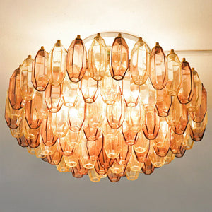 Prismatico 91 Elements Amber And Amethyst Compact Glass Chandelier 25" - Zonesus