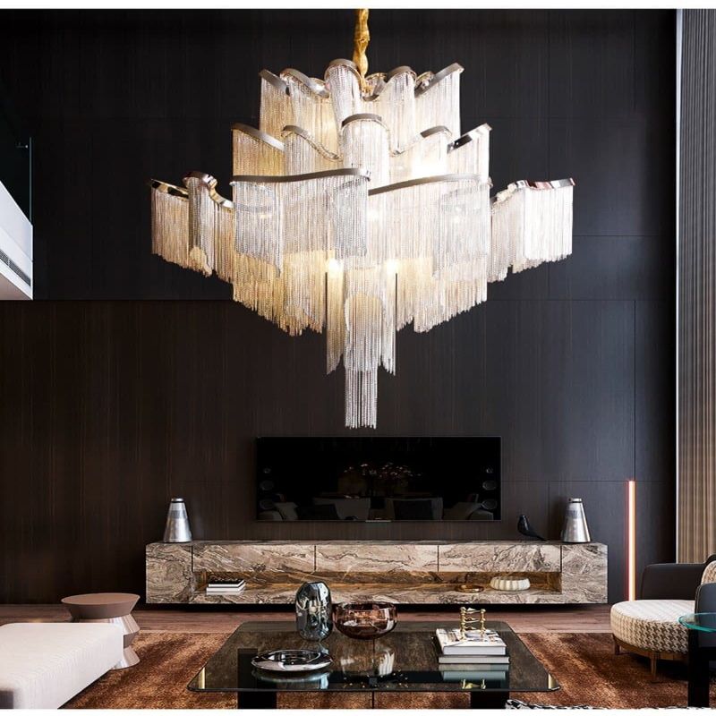 Alisa Luxury Flower Chain Tassel Chandelier - Zonesus