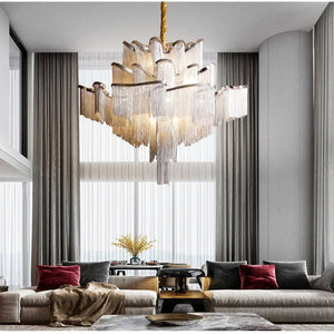 Alisa Luxury Flower Chain Tassel Chandelier - Zonesus