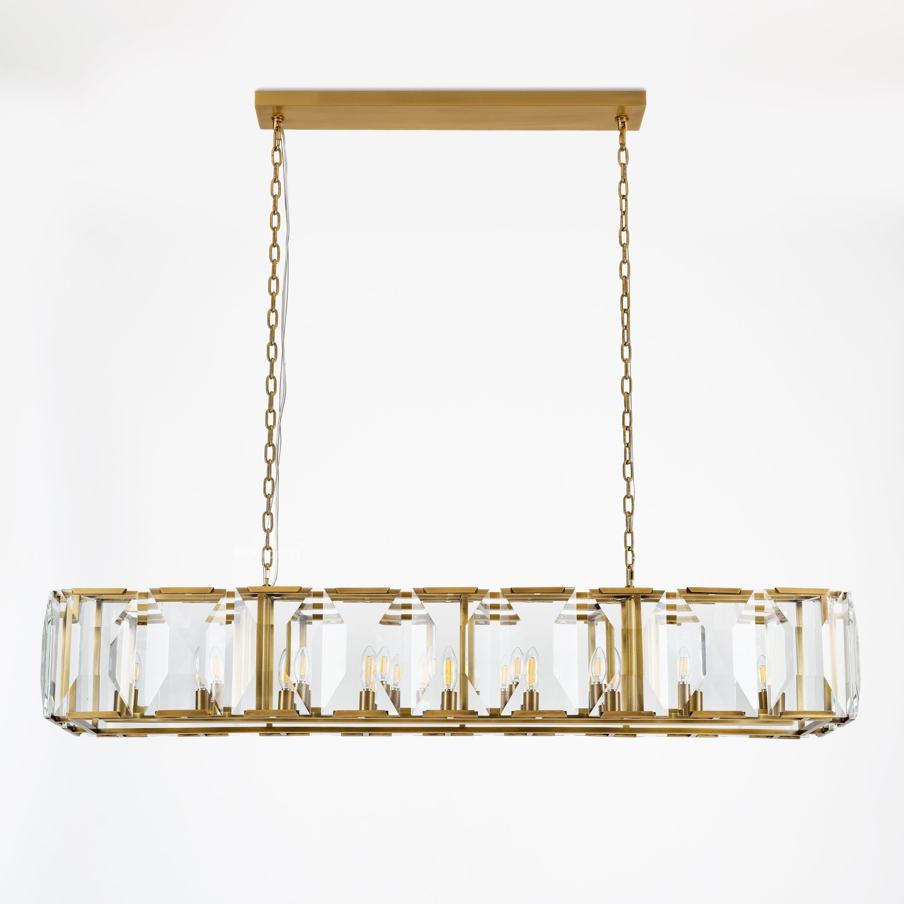 Harllow Multi Crystal Rectangular Chandelier 42“ 54” 62“ 74” - Zonesus