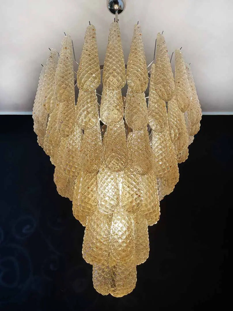 Murano Chandelier – Drop – 75 glasses – Amber - Zonesus
