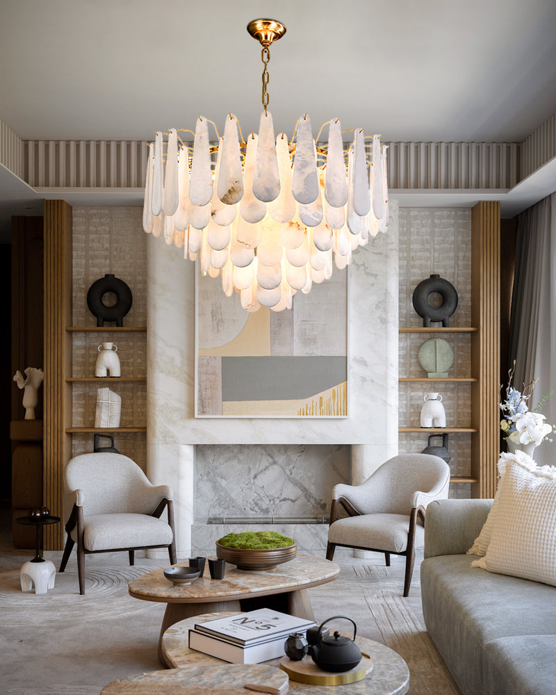 Nordic Creativity Tiered Raindrop Alabaster Chandelier lighting for foyer entrances dining