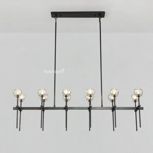 Boulew Crystal Glass Double Linear Chandelier 60" - Zonesus