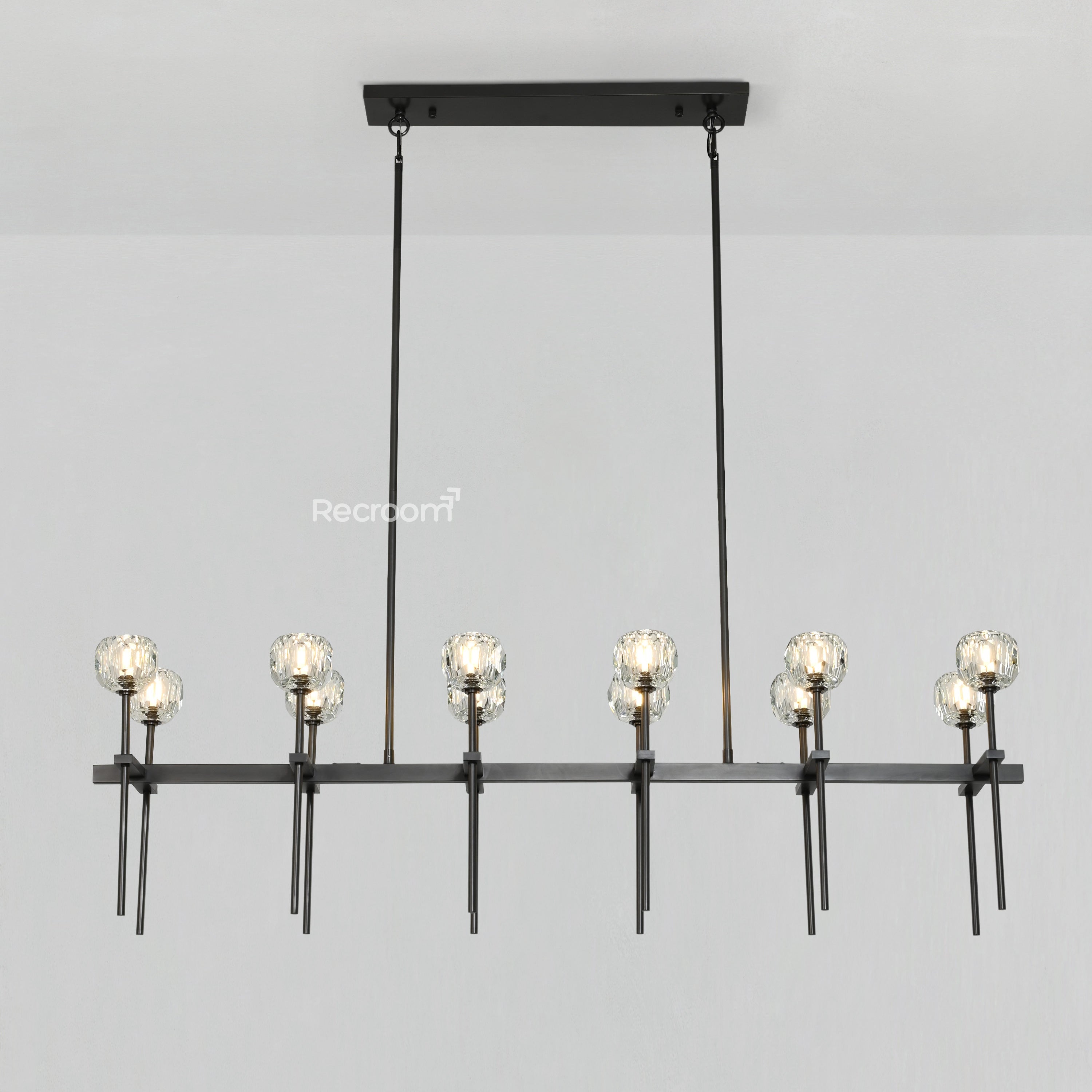 Boulew Crystal Glass Double Linear Chandelier 60" - Zonesus