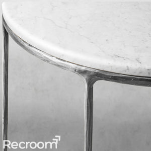 Thaddeo Marble Demilune Console Table - Zonesus