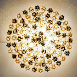 Prismatico 91 Elements Amber And Taupe Compact Glass Chandelier 25" - Zonesus
