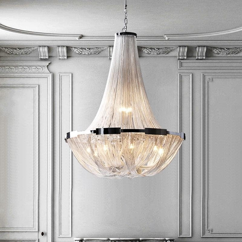 Alisa Luxury Plated Aluminum Chain Tassel Chandelier Diameter 24" 31" - Zonesus