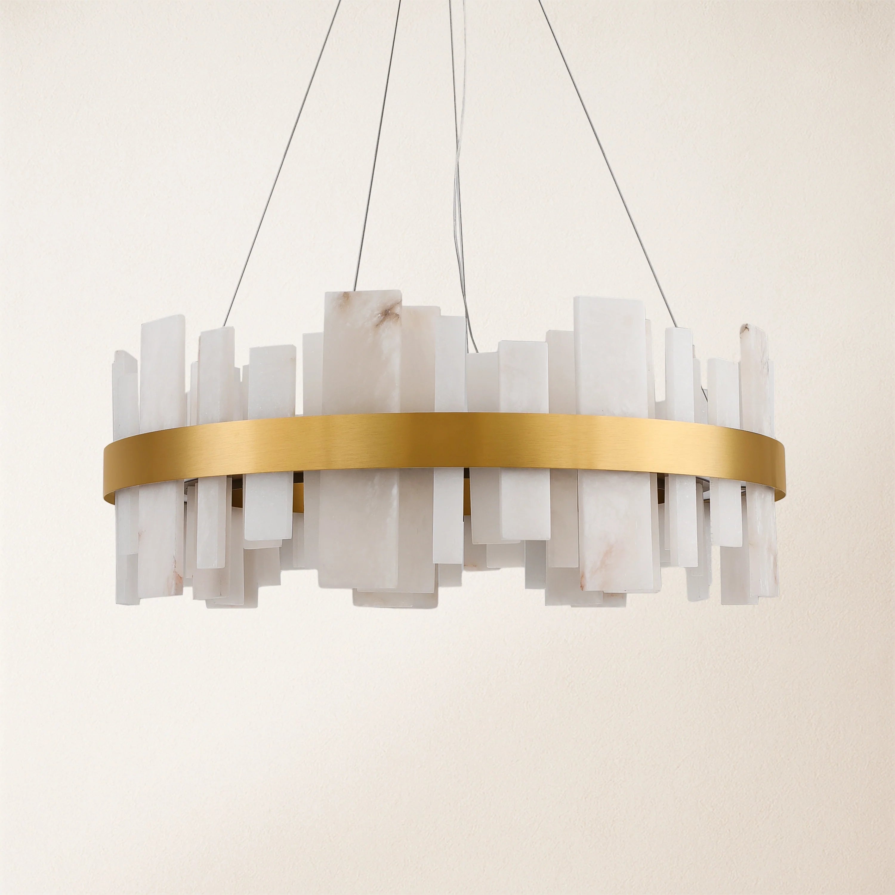 Nocturne Alabaster Round Chandelier 32"#Finish_Gold