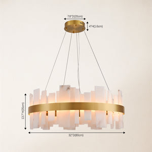 Nocturne Alabaster Round Chandelier 32"#Finish_Gold
