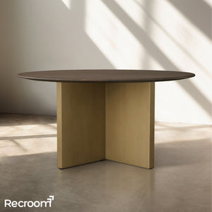 San Germani Round Wood Dining Table with Clement Base - Zonesus