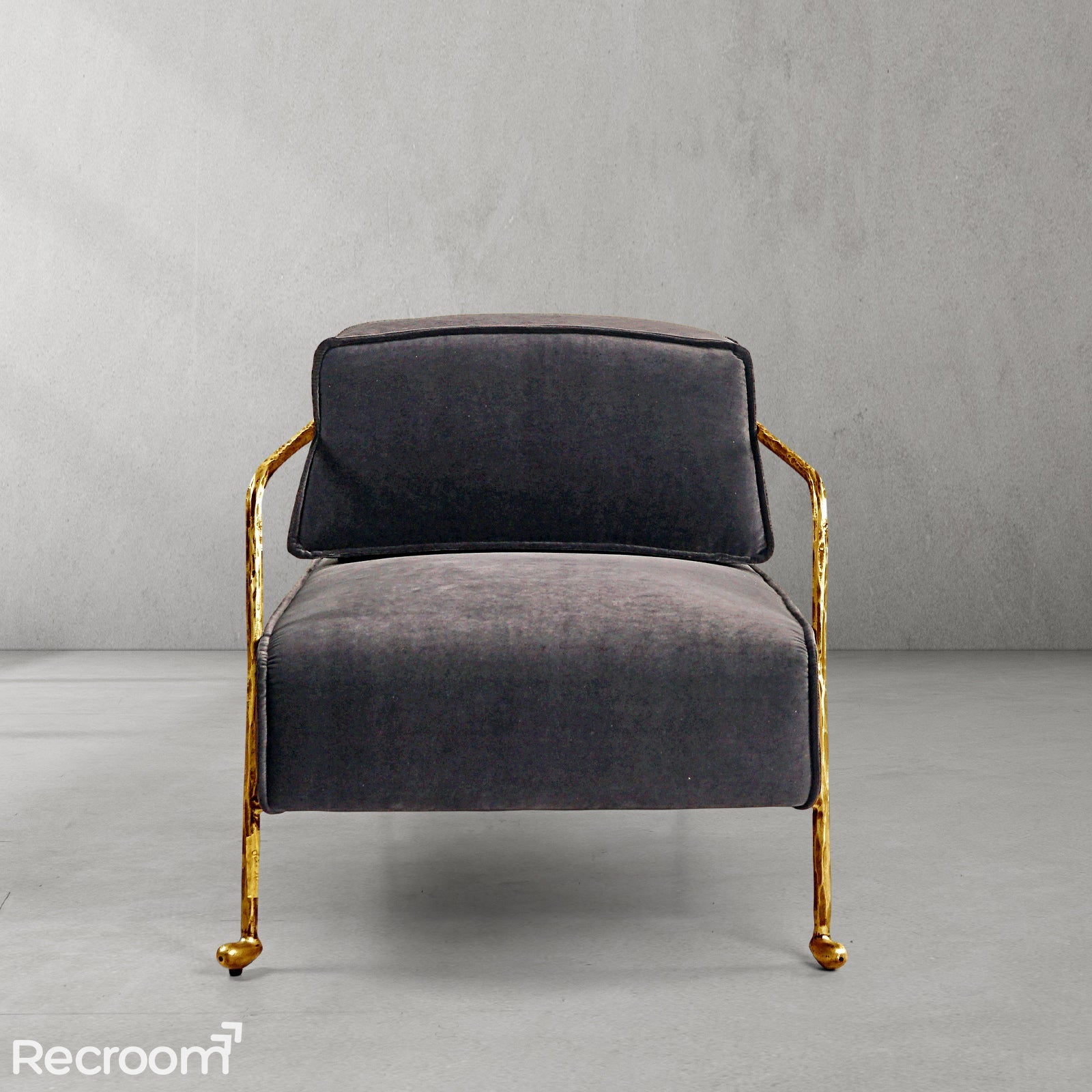 Thaddeo Gray Velvet Armchair - Zonesus