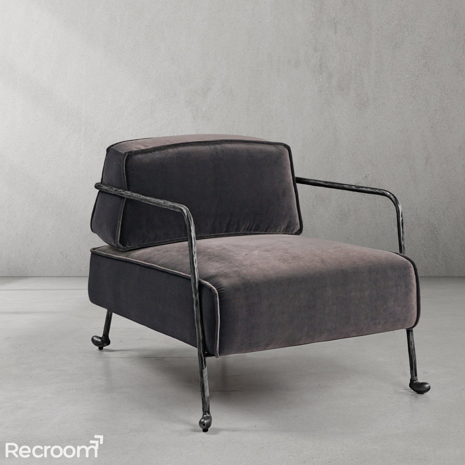 Thaddeo Gray Velvet Armchair - Zonesus