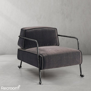 Thaddeo Gray Velvet Armchair - Zonesus