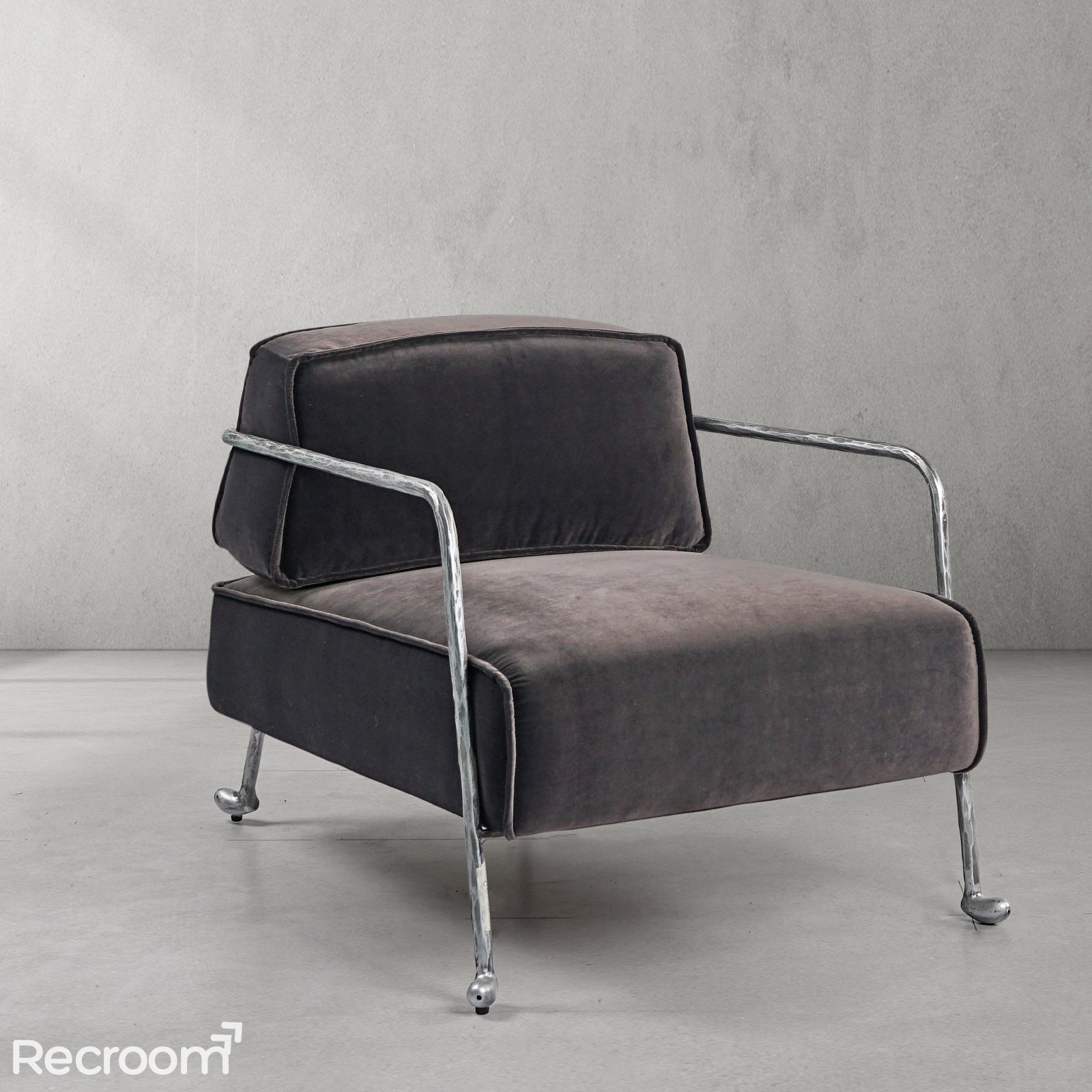 Thaddeo Gray Velvet Armchair - Zonesus
