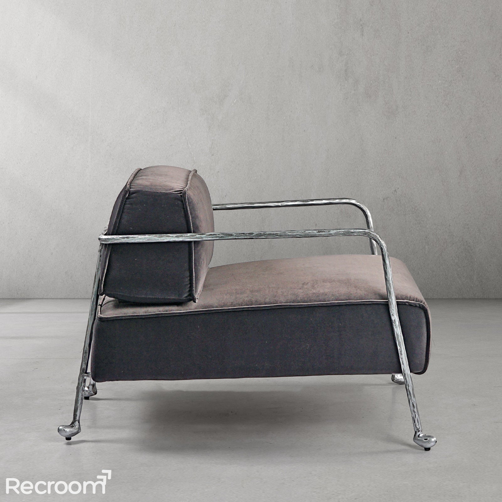 Thaddeo Gray Velvet Armchair - Zonesus