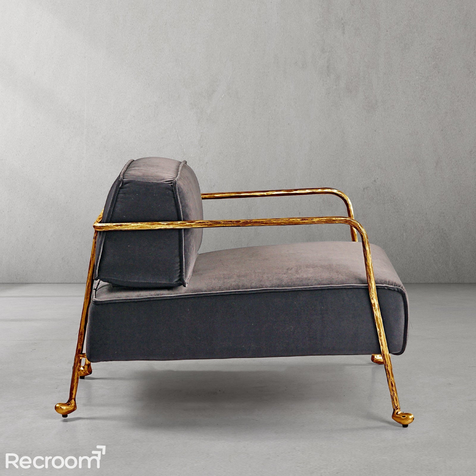 Thaddeo Gray Velvet Armchair - Zonesus