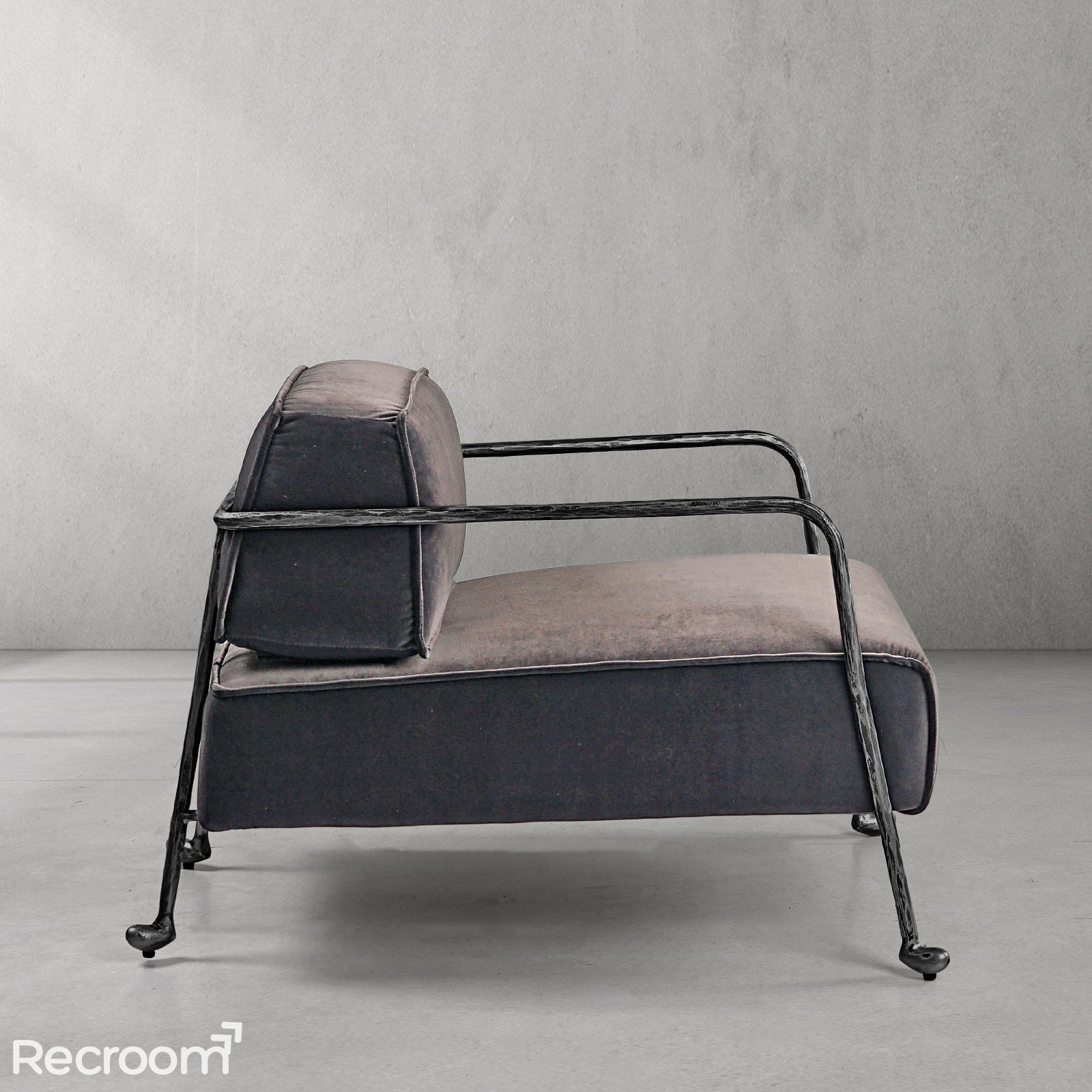 Thaddeo Gray Velvet Armchair - Zonesus